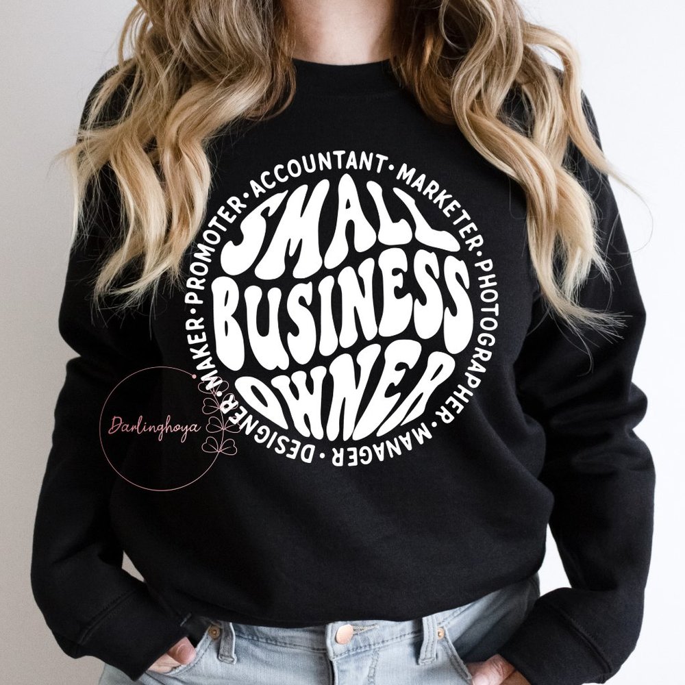 Small Business Owner Graphic Crew Neck Sweatshirt Black
